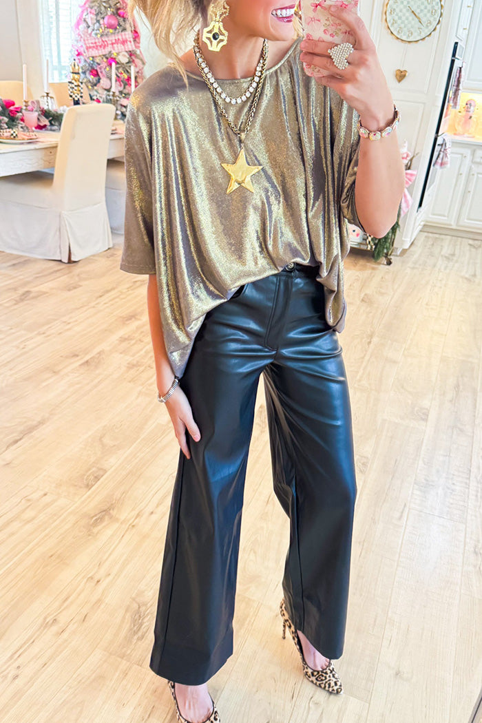 Faux Leather Wide Leg Pants