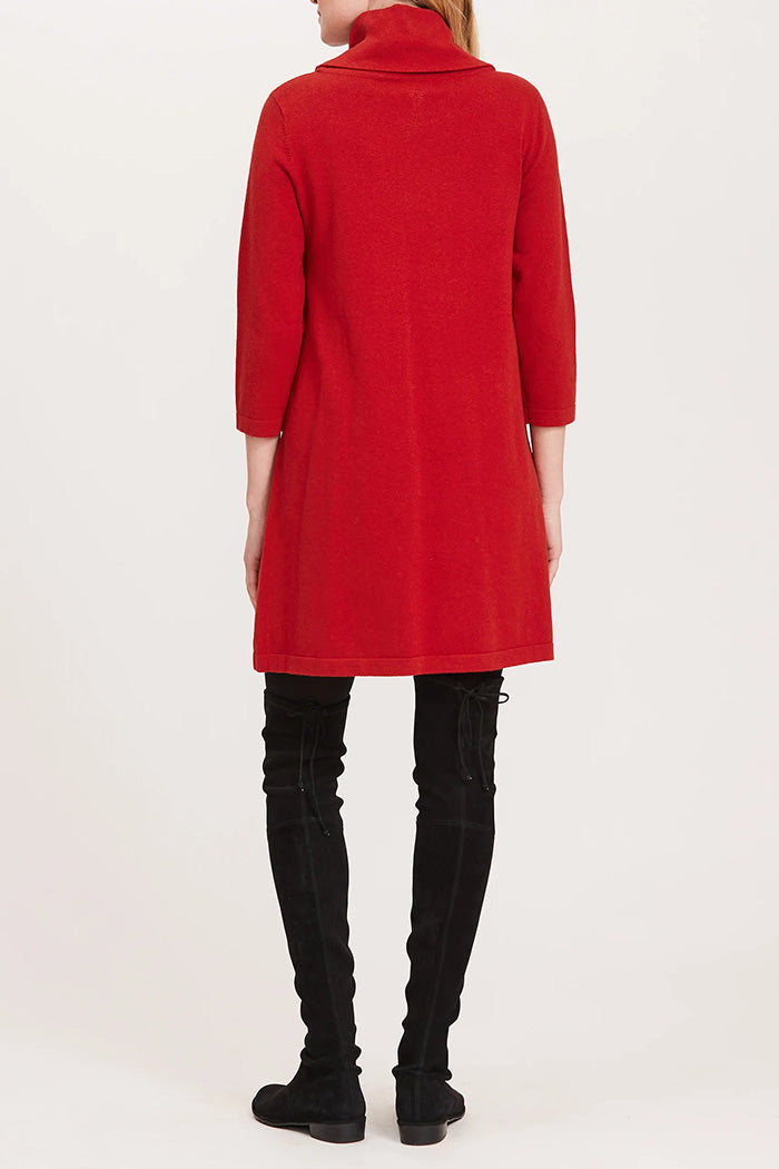 Pocketed Cowl Neck 3/4 Sleeve Dress