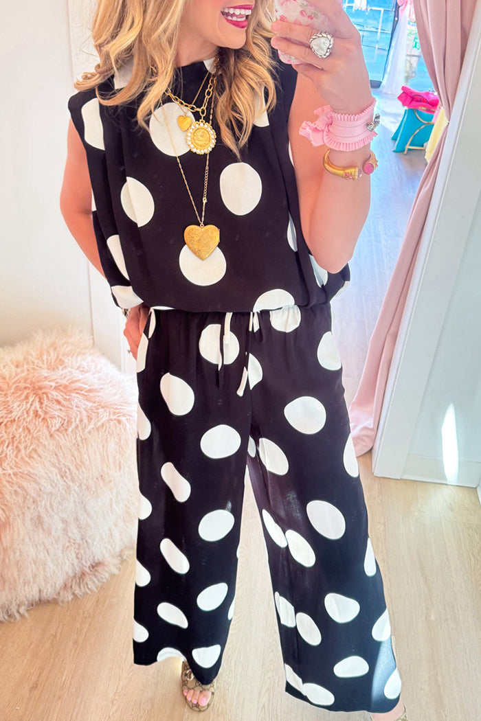 Casual Polka Dot Pant Set