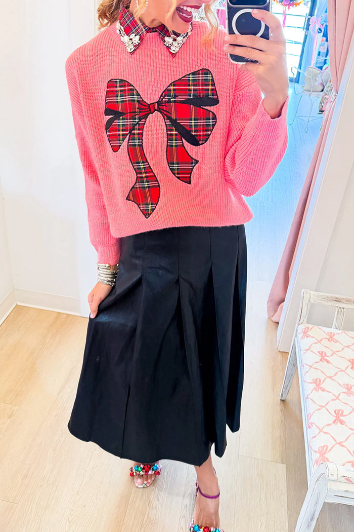 Black Pleated Leather Skirt
