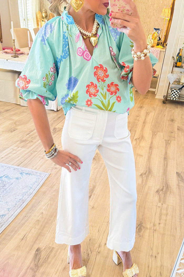 Floral Print Scallop Hem Top