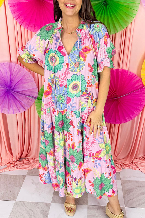 Ruffles Sleeve Floral Dress