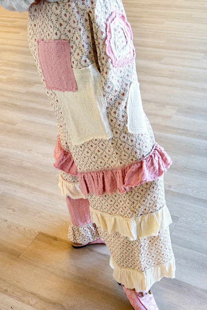 Pink Ruffle Patch Pants