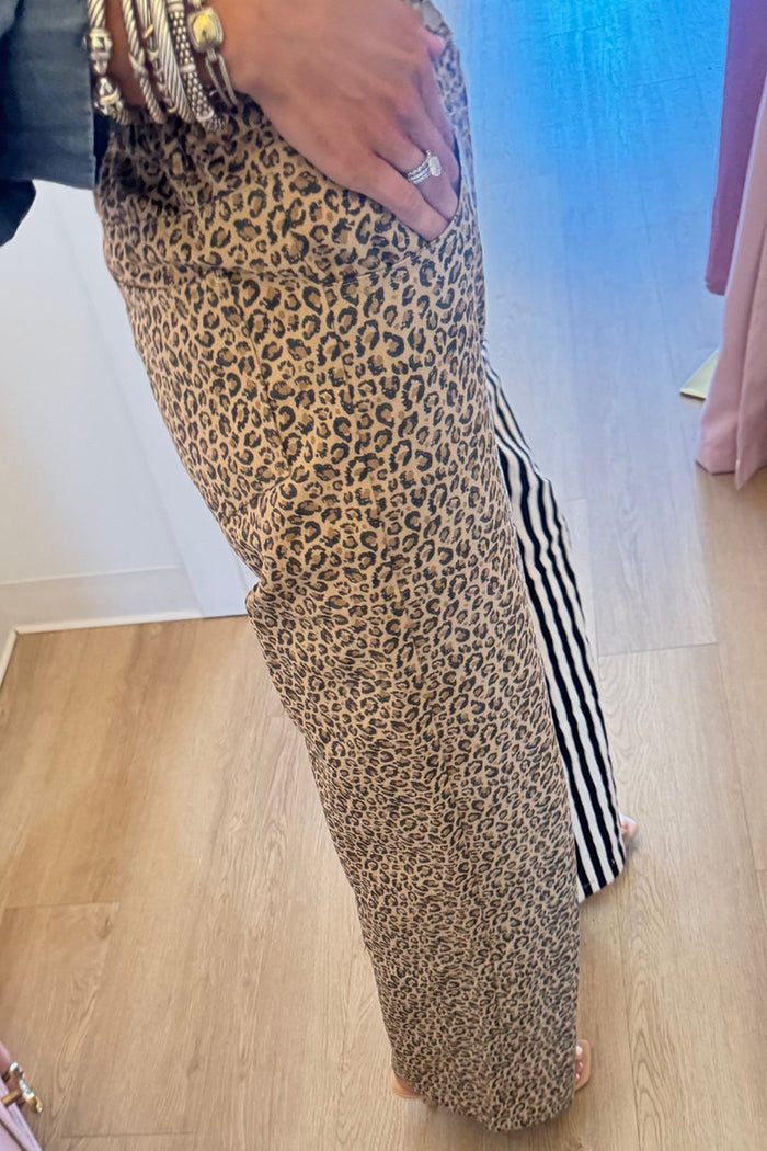 Leopard and Stripe Mixed Design Pants