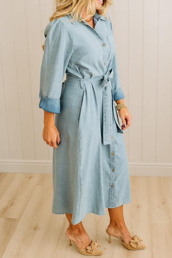 Denim Pocket Midi Dress