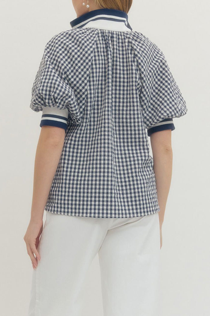 Gingham Puff Sleeve Top
