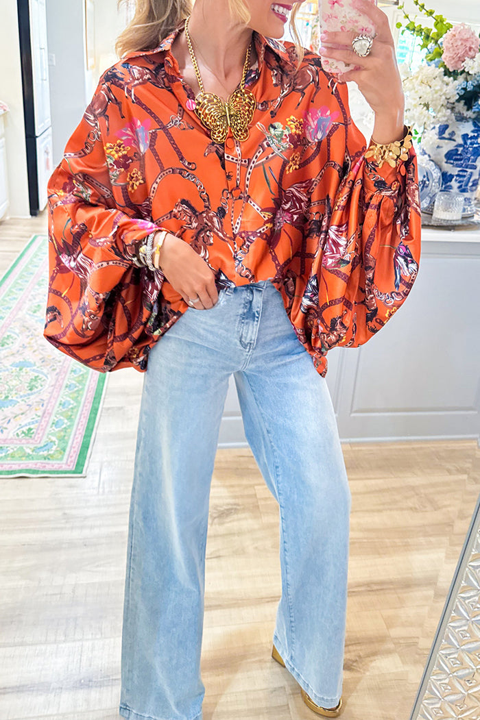 Silky Equestrian Button Down Top