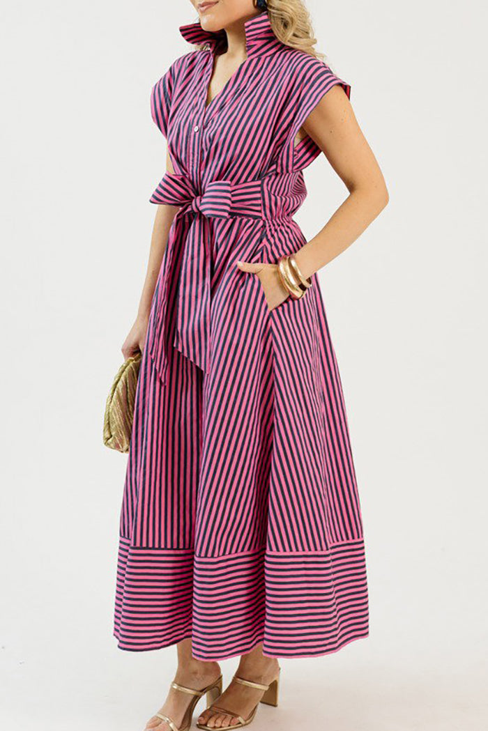Tie Waist Stripe Maxi Dress