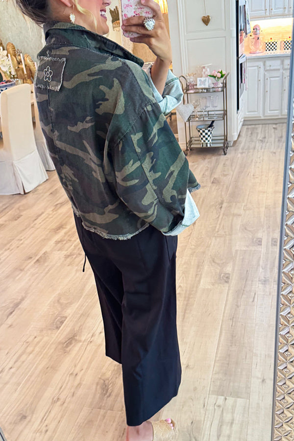 Olive Camo Button Up Jacket