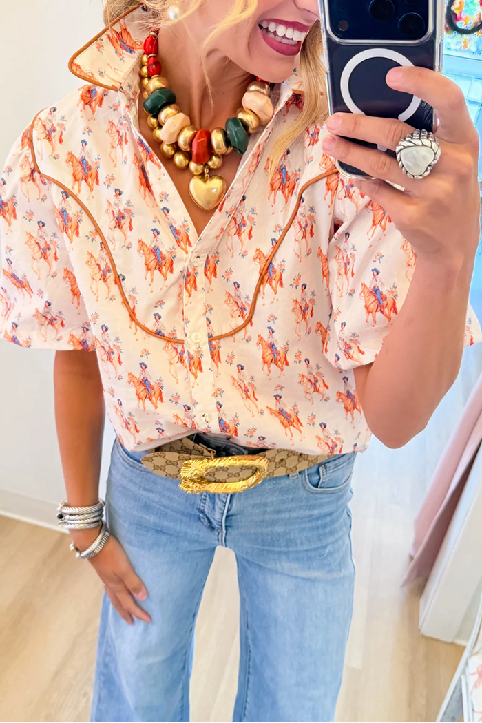 Cowgirl Collared Short Sleeve Top