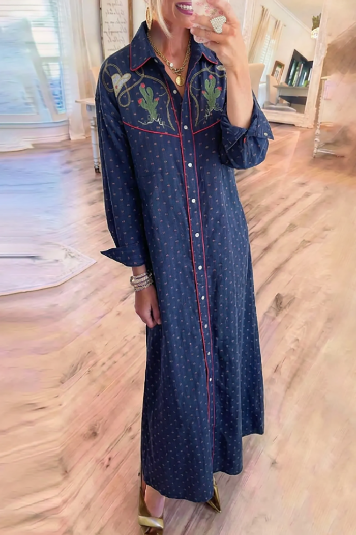 Casual Floral Embroidered Dress