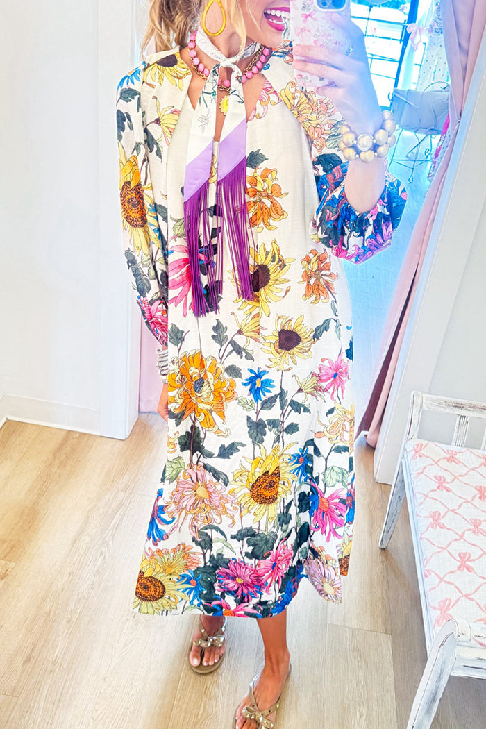 Balloon Sleeve Floral Garden Maxi Dress