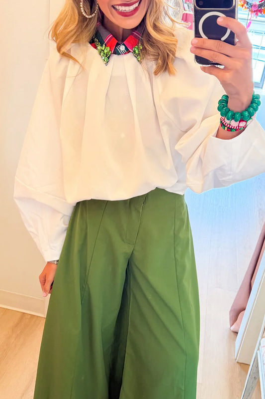 Balloon Sleeve Poplin Top