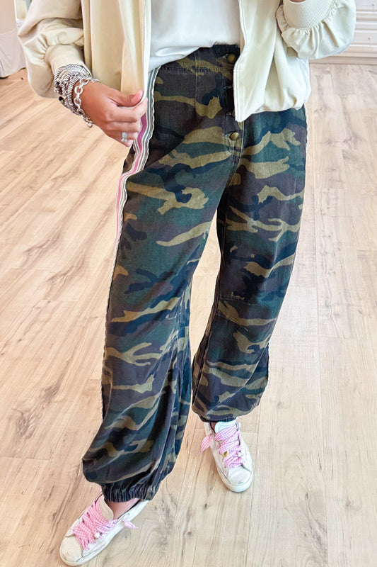 Camo Side Tape Button Up Pants