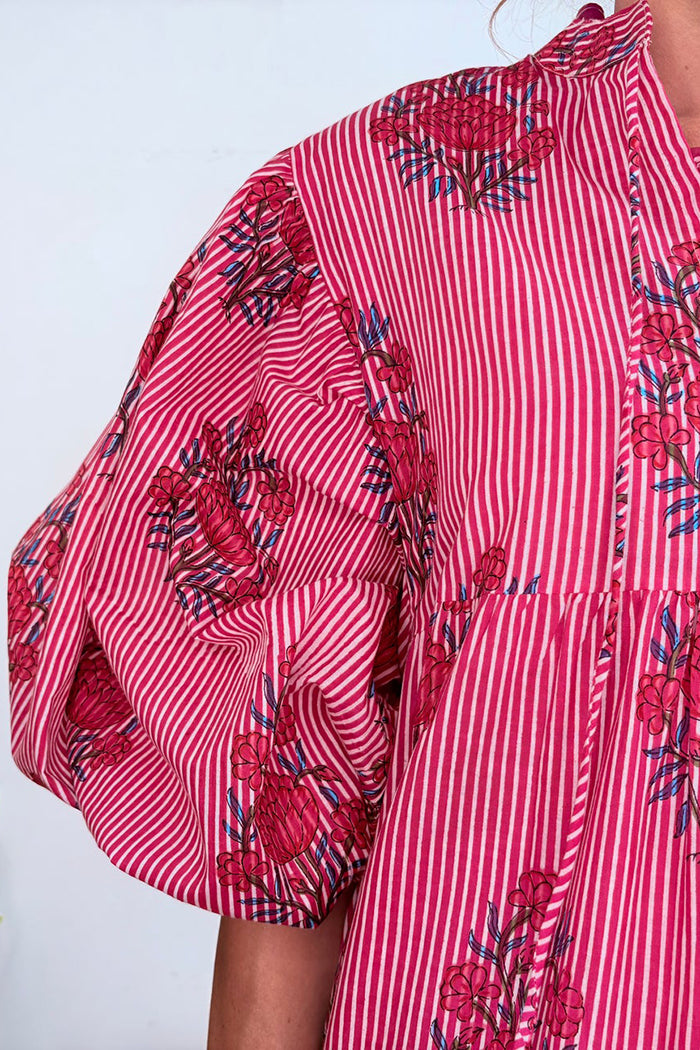 Floral Tiered Balloon Sleeve Dress