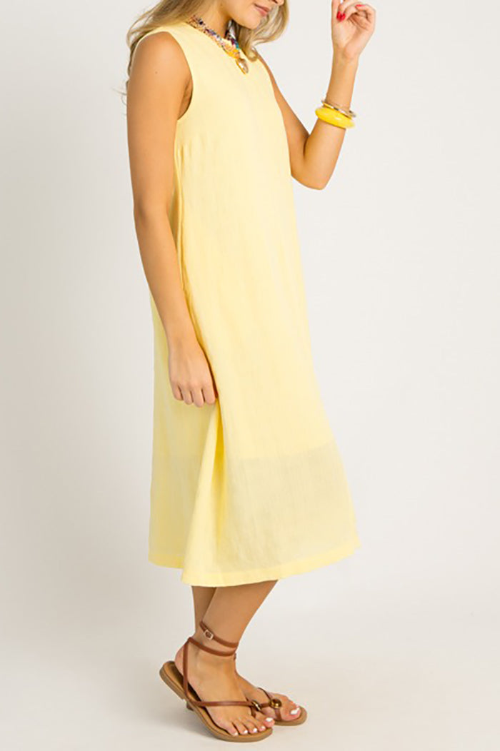 Solid Color Sleeveless Pocket Dress