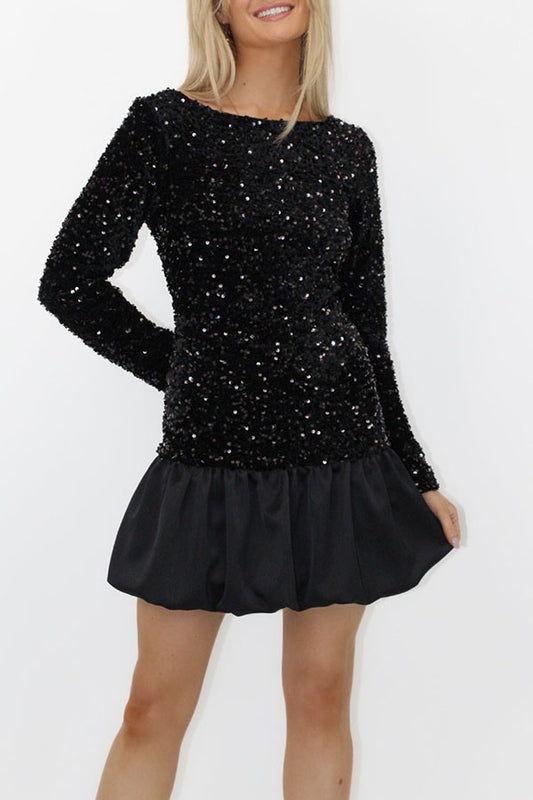 Puffball Sequin Mini Dress