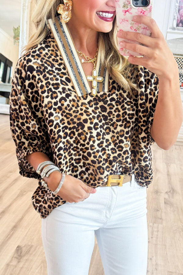 Leopard Dolman Sleeve Top