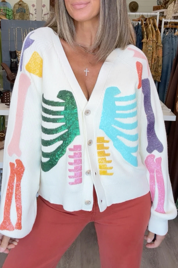 Colorful Skeleton Sequin Cardigan