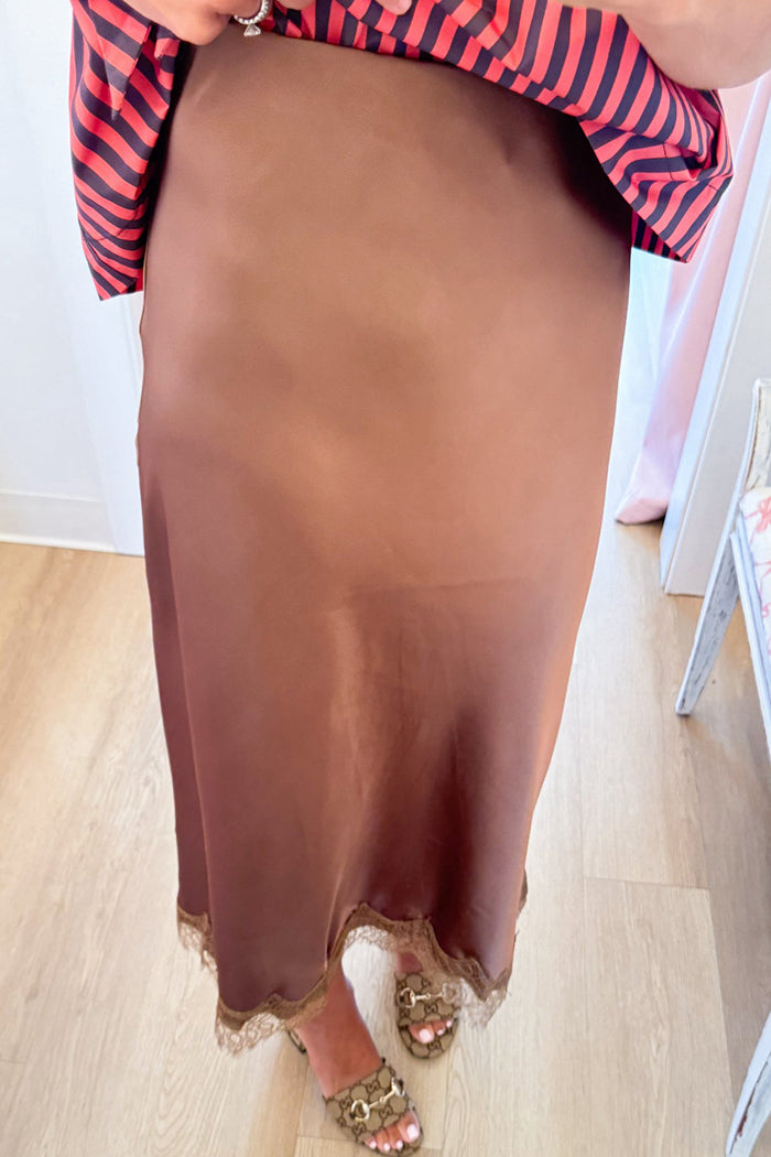 Mocha Lace Trim Skirt
