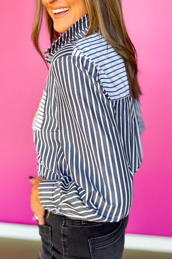 Collete Poplin Stripe Embroidery Top