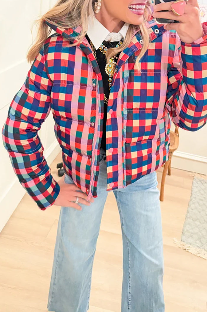 Multi Gingham Puffer Jacket