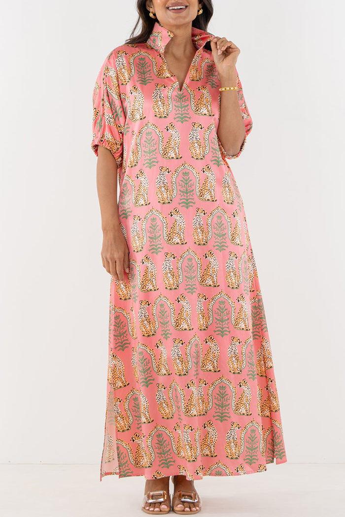 Cabana Cat Print Poppy Collar Dress