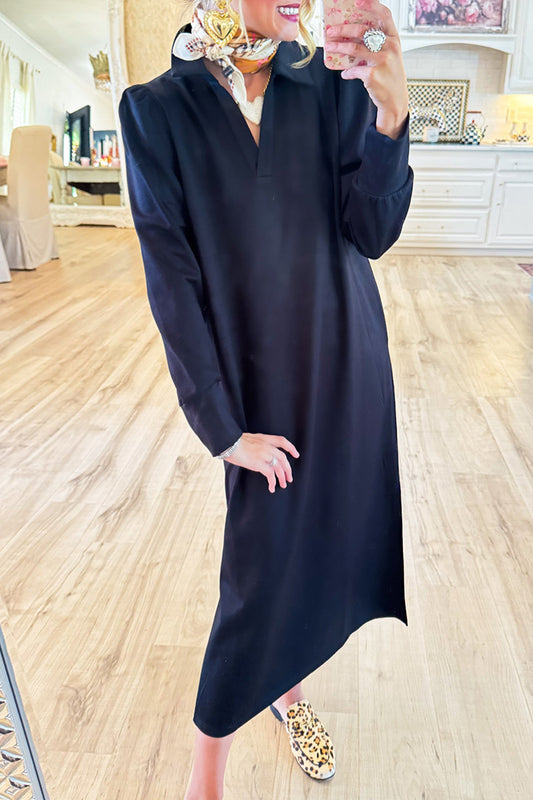 Black Lux Knit Midi Dress