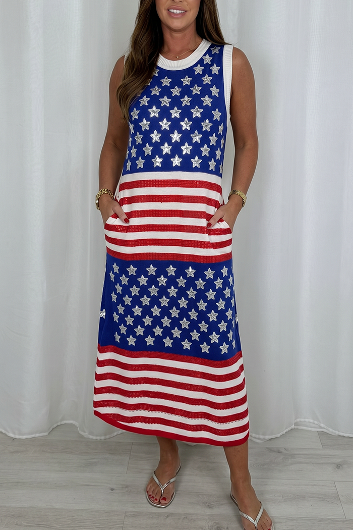 Star Patterned Striped Dress