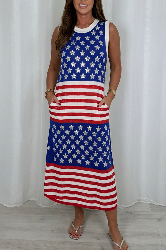 Star Patterned Striped Dress