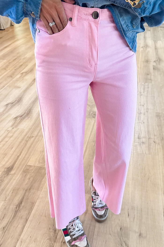 Pink Wide Leg Pocket Pants