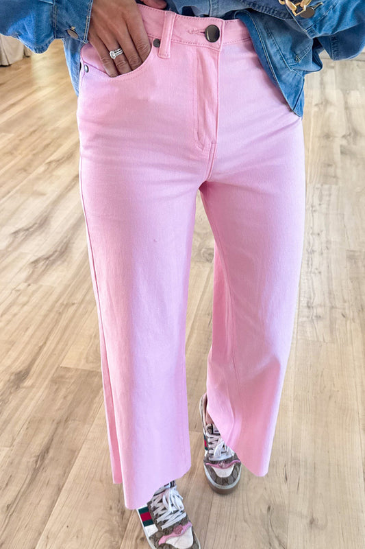 Pink Wide Leg Pocket Pants