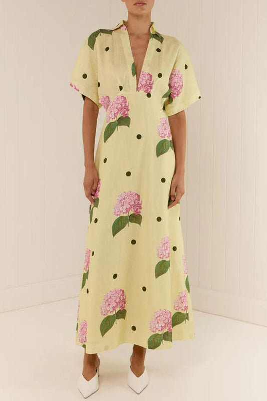 Polka Dot Floral Print Pocket Dress
