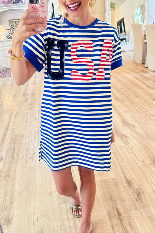 Stripe Letter Patch Dress