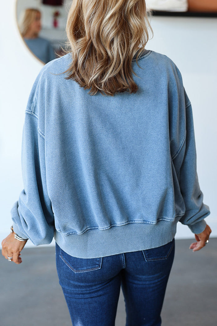 Oversized Round Neck Batwing Sleeve Sweatshirt