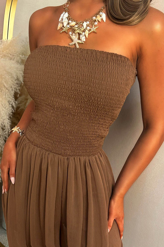 Shirred Bandeau Harem Jumpsuit