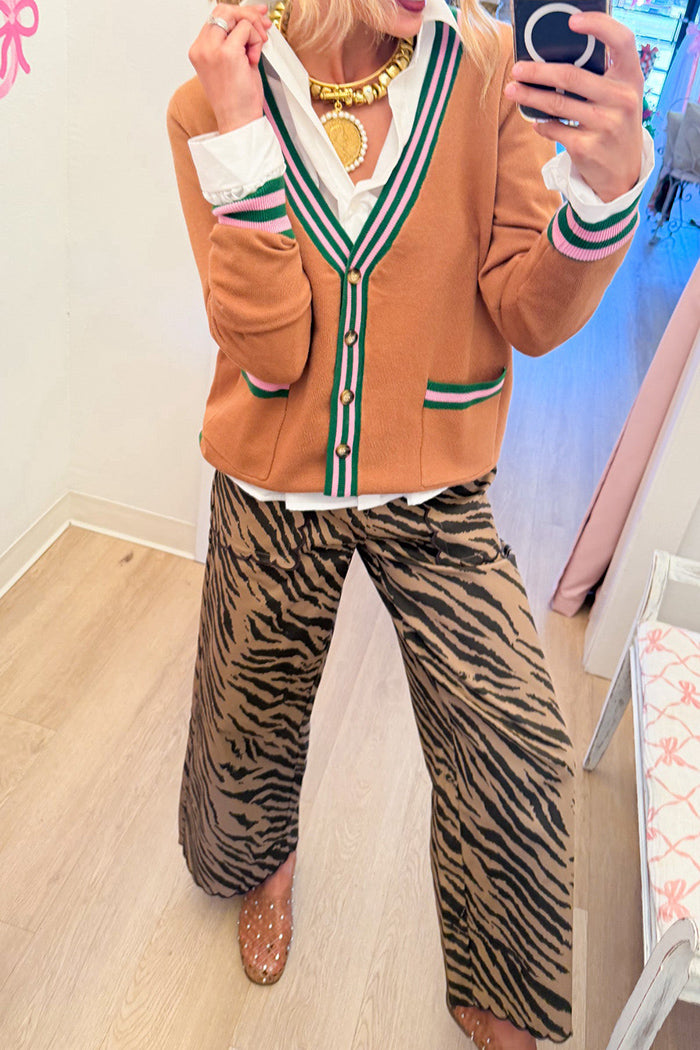 Mocha Zebra Scallop Pocket Pants