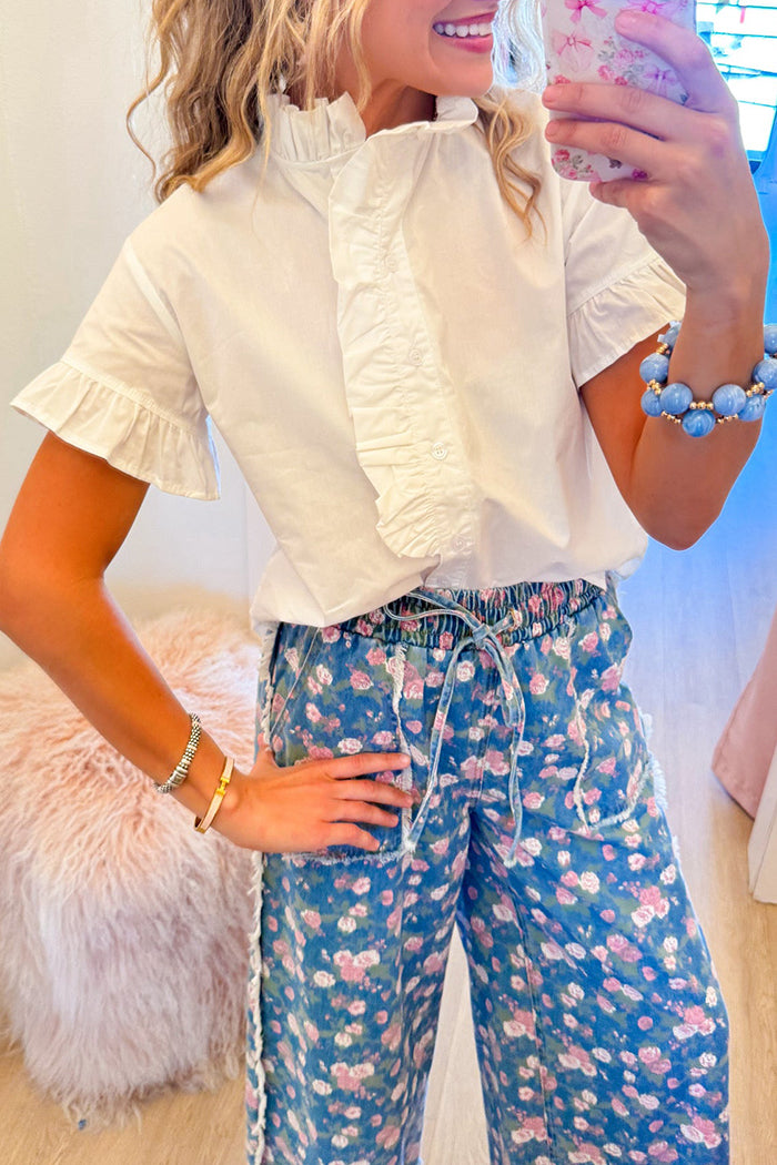Ruffled Button Up Top