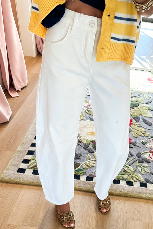 White Barrel Ankle Jeans