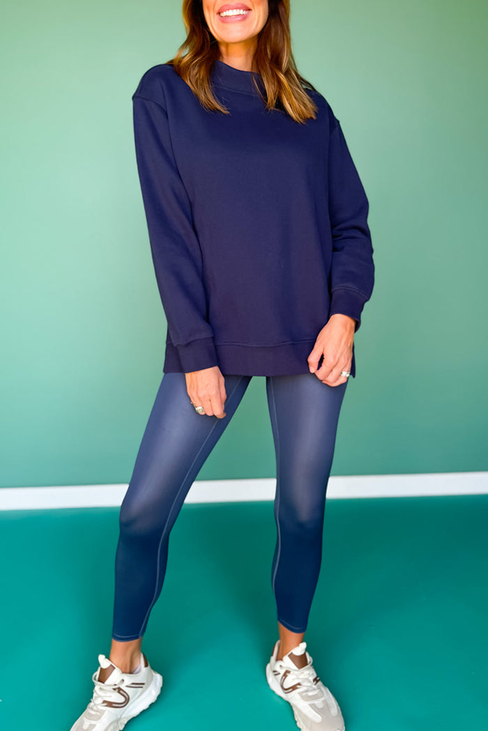 Mock Neck Solid Sweatshirt