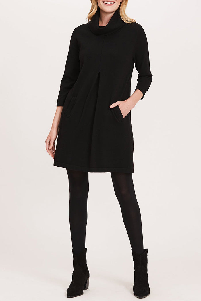 Pocketed Cowl Neck 3/4 Sleeve Dress