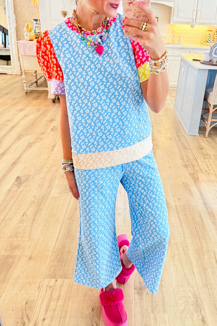 Floral Color Block Pant Set