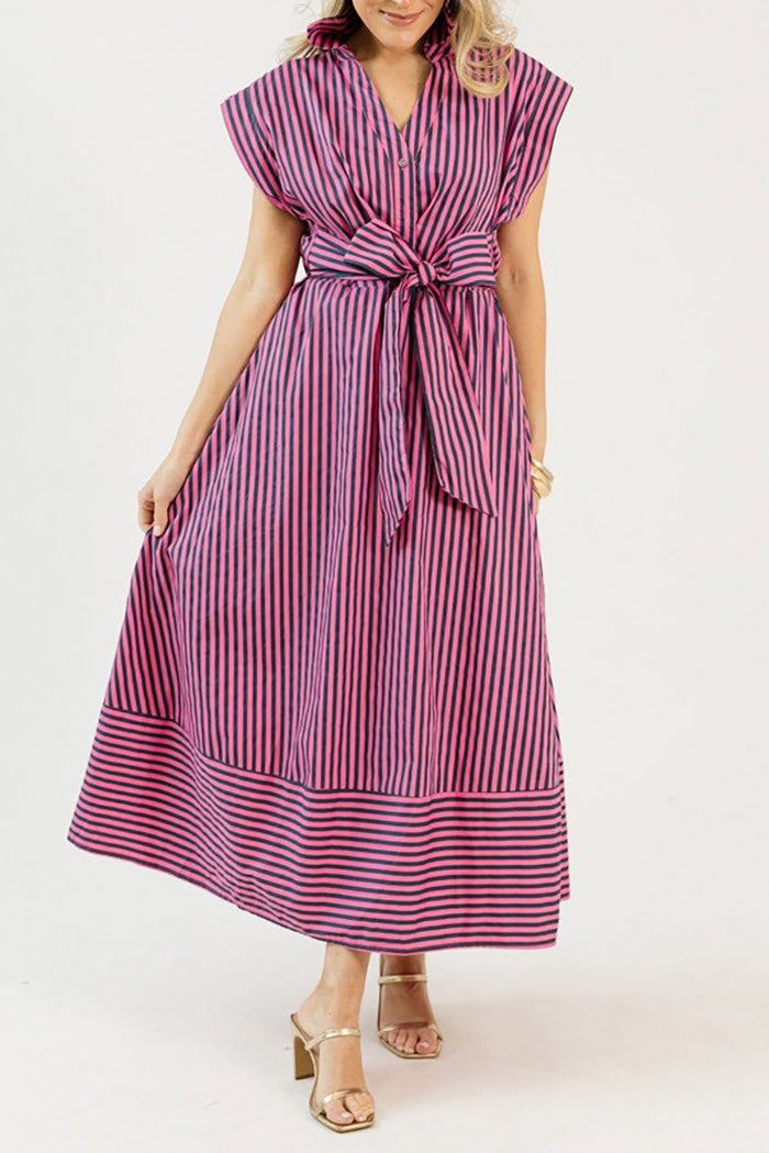 Tie Waist Stripe Maxi Dress
