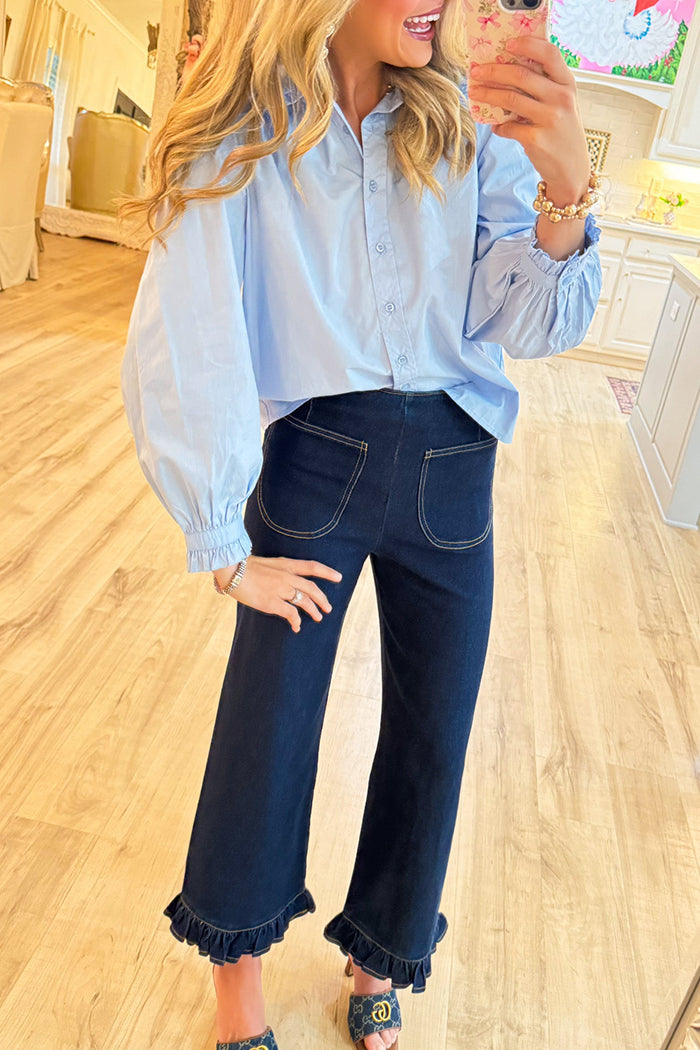 Ruffle Oversized Collar Top