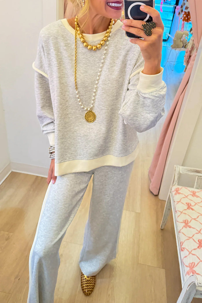 Casual Contrast Trim Scuba Set