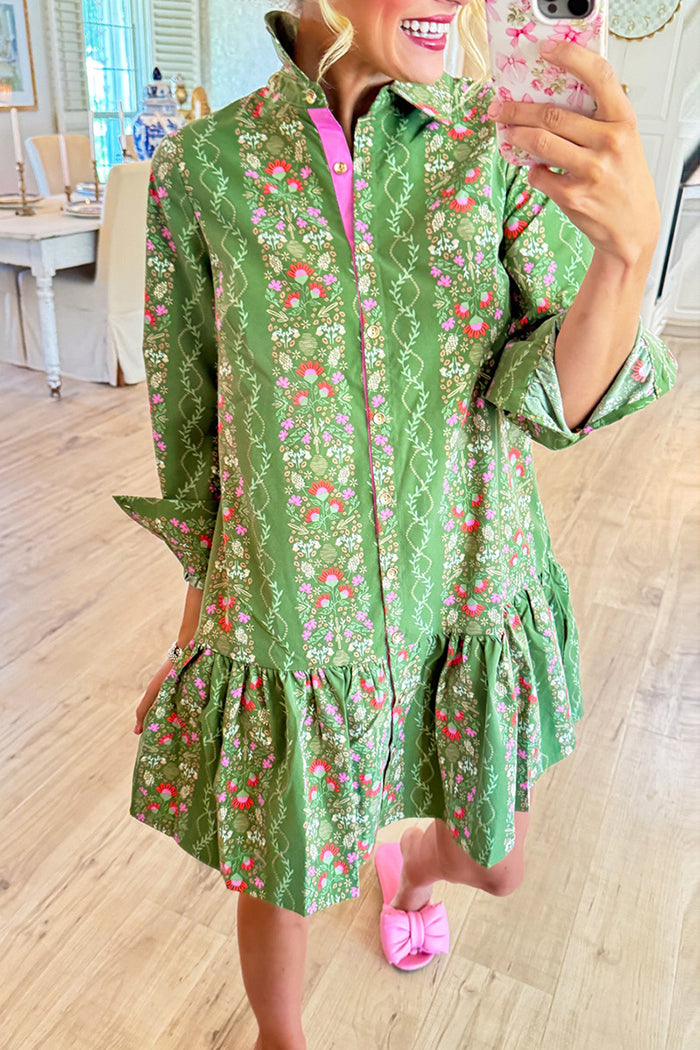 Floral Button Up Pocket Dress
