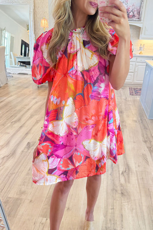 Casual Mix Tropical Print Dress