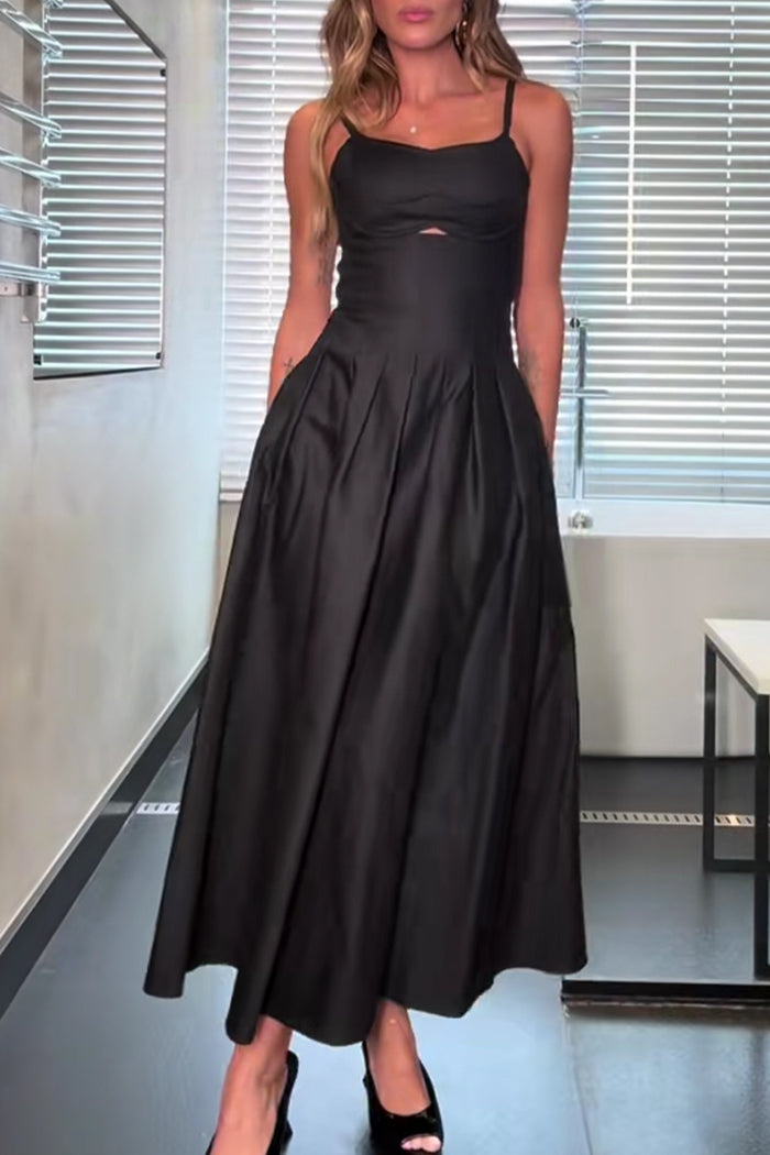 Fitted Cut Out Pleated Dress