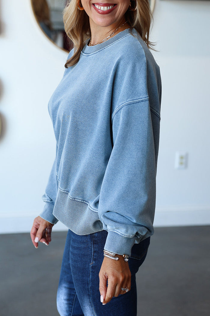 Oversized Round Neck Batwing Sleeve Sweatshirt