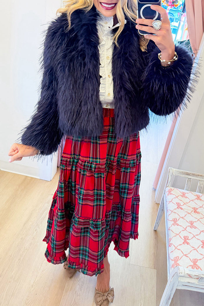 Navy Faux Fur Jacket